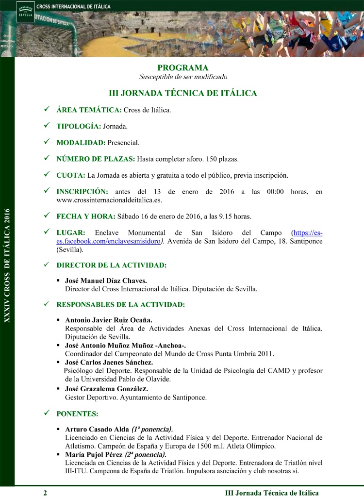 III JornadasTecnicas de Italica 2 12012016