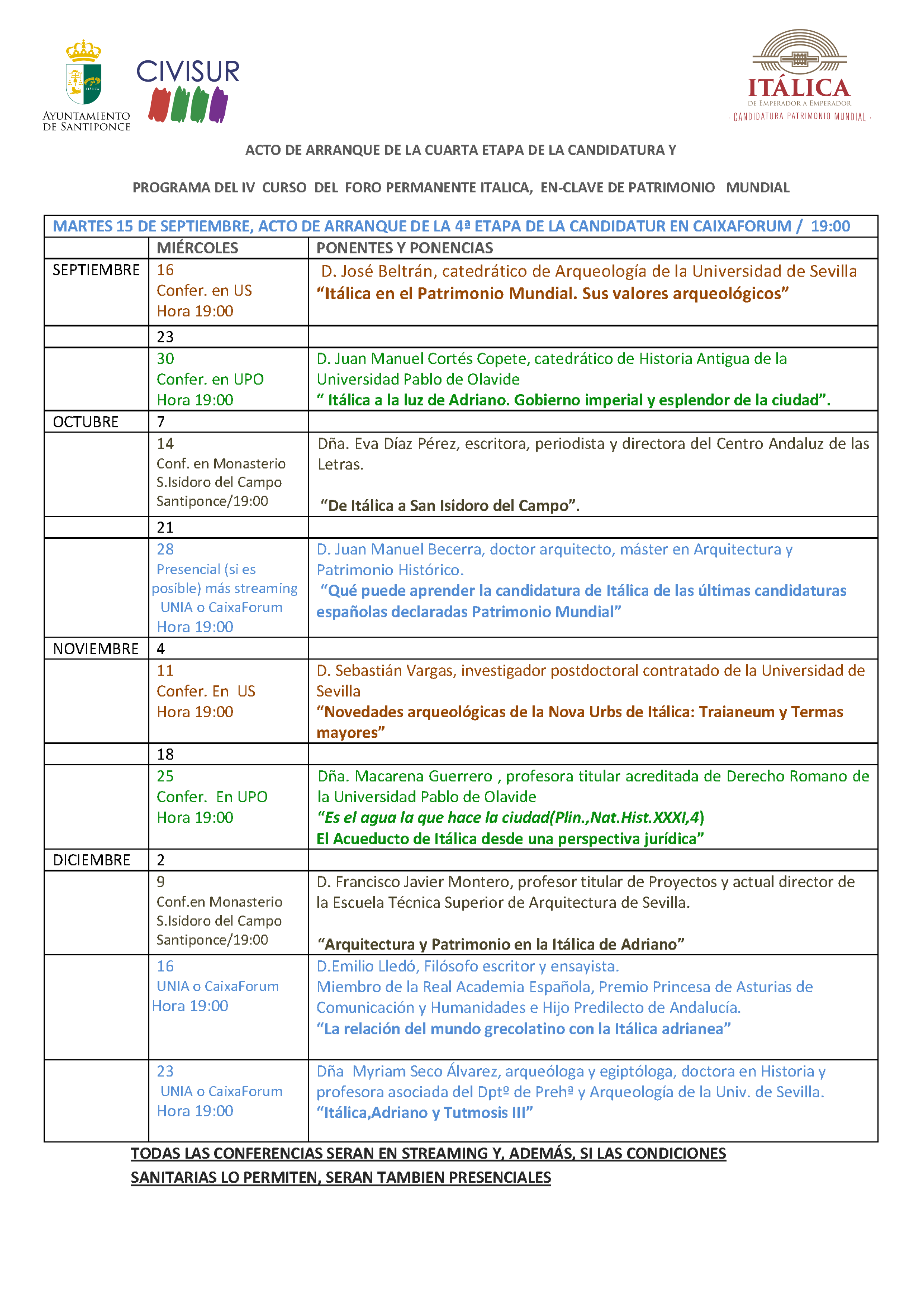 Calendario IV Foro y Acto Arranque2020-2-01