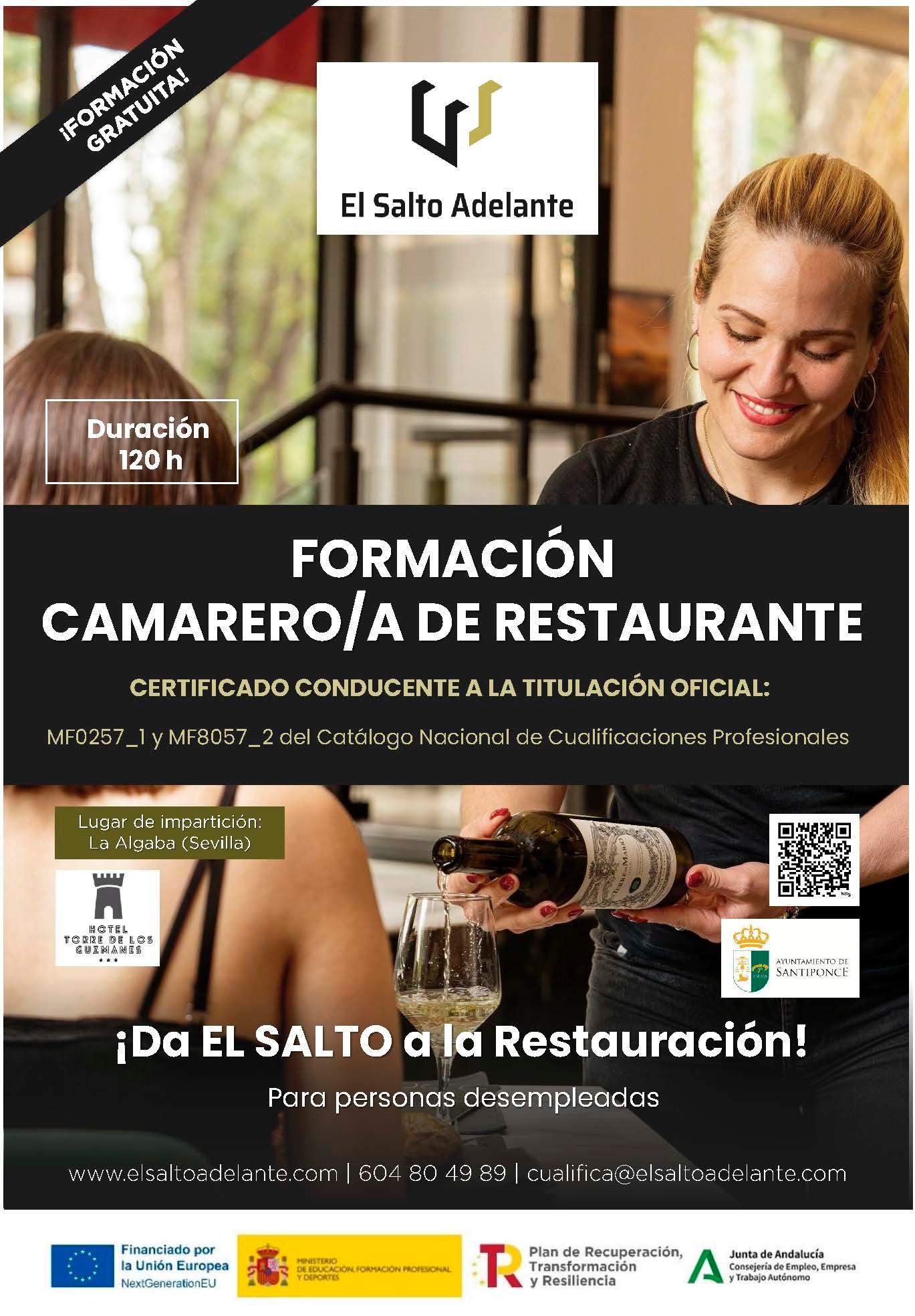 Camarero-a de Restaurante - Cualifica And  SANTIPONCE