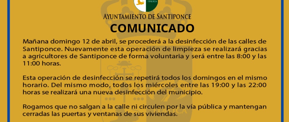 Comunicado desinfeccion domingos 12042020