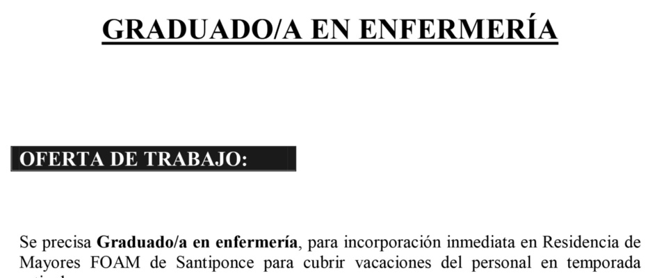 oferta trabajo FOAM 01072019
