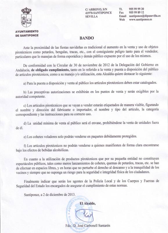 BANDO OBJETOS PIROTECNICOS 03122013