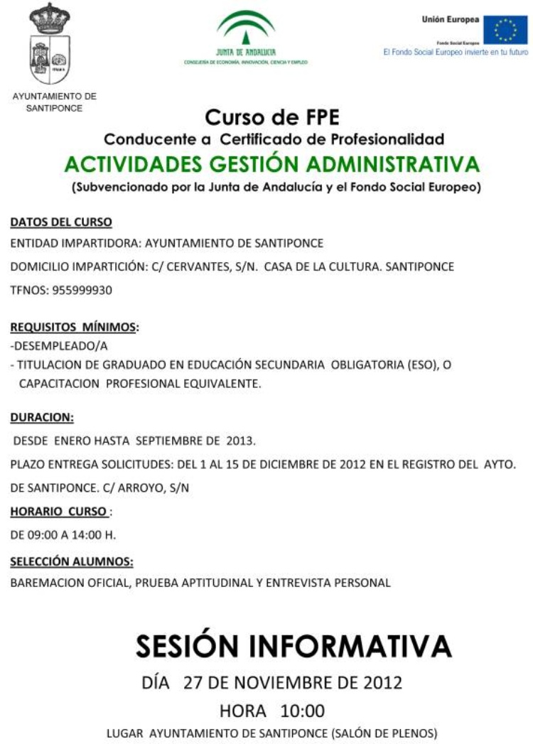 Cartel curso actividades de gestion administrativa 12112012
