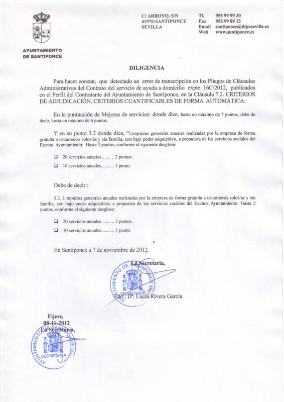 Diligencia Expte. 16C 08112012